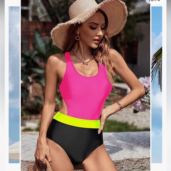 MOLYBELL One Piece  High Waisted Bathing Suit Monokini  Cutout Racerback Zip Up - Picture 5 of 16